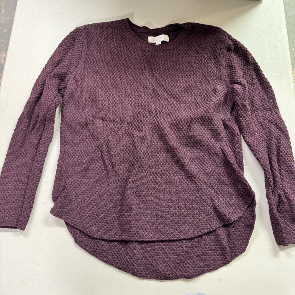 LOFT Textured Purple Long Sleeve Top